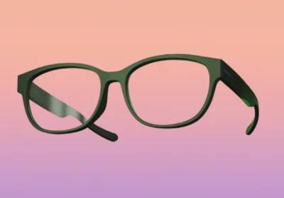 MentorLens AI glasses front view showing lightweight frame