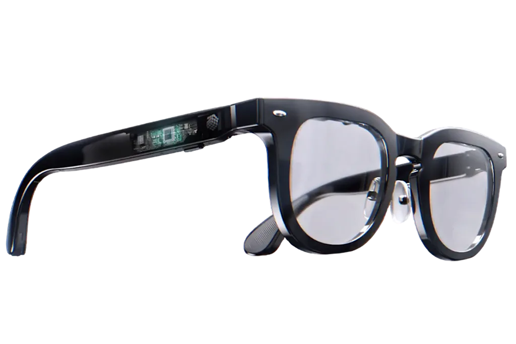 Halliday AI glasses displaying live subtitles through DigiWindow display
